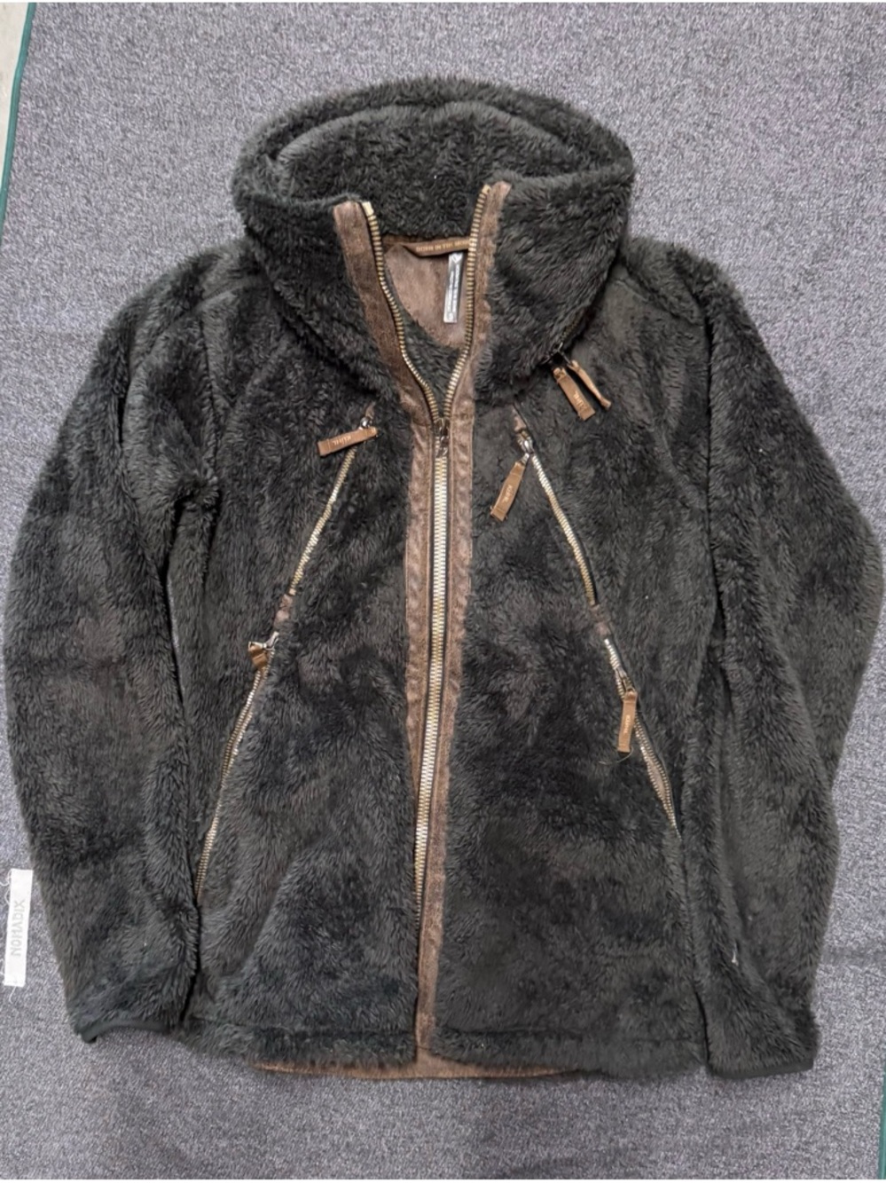 The Mountain Plush Faux Shearling Jacket in Black and Brown